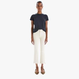 MOTHER Denim Crop Step Fray in Ivory